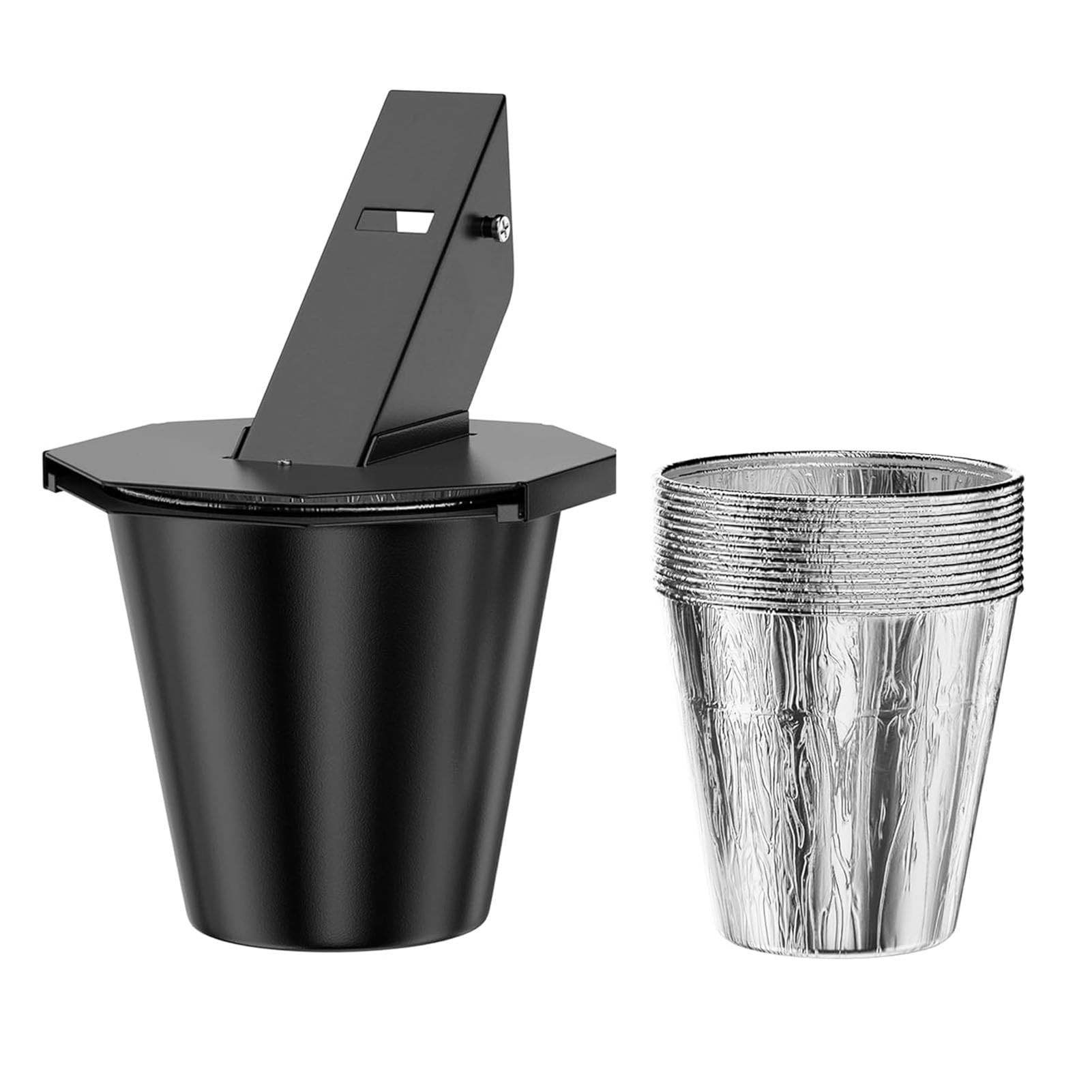 Pojemnik na Tłuszcz Wędzarniczy, Pojemnik Tłuszcz Ociekowy z pokrywką i 12 Wkładkami z Folii Aluminiowej, Wiadro Wędzarnicze na Pellet do Wędzarni Pellet Wiadra Ociekowe