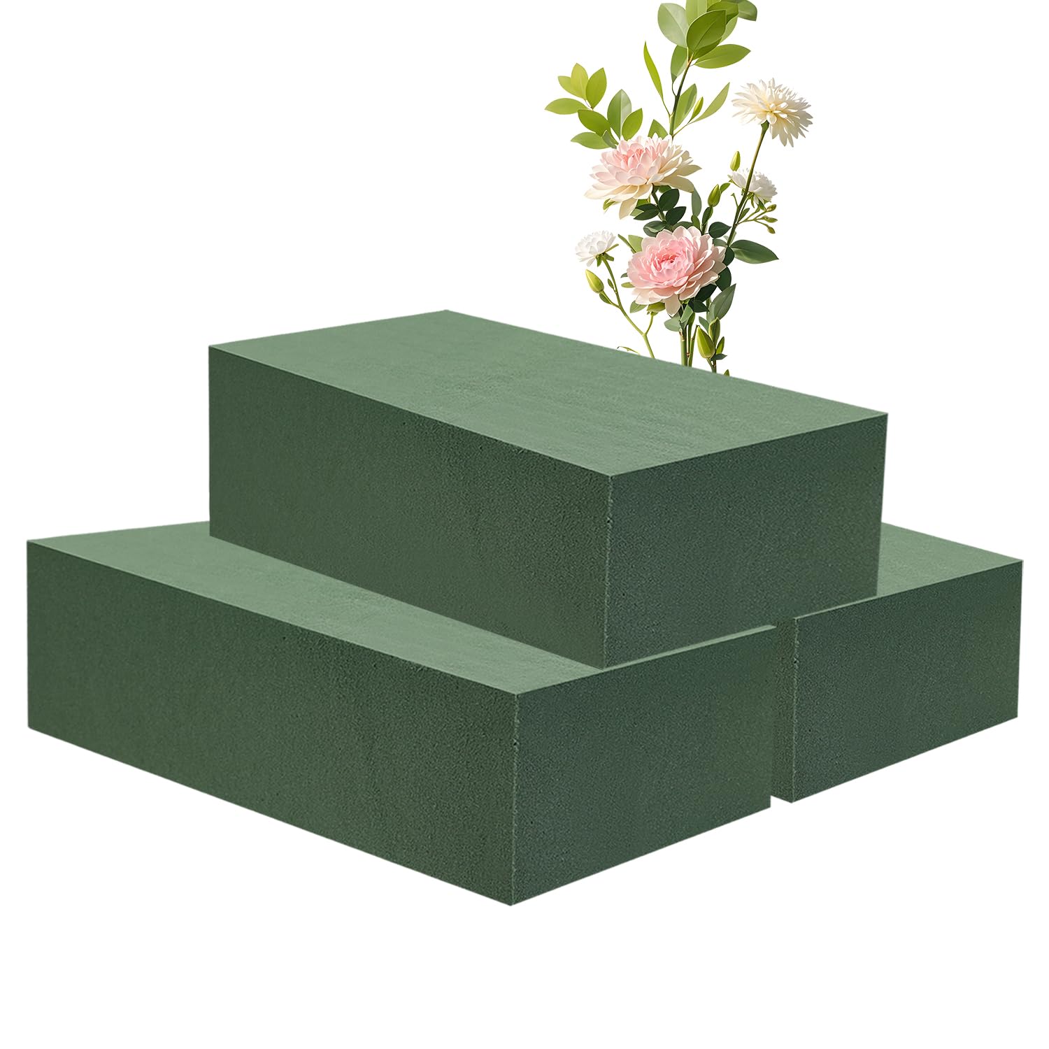 Arcjunys 3 Pcs Floral Foam Block Florist Foam Block Wet and Dry Flower Foam Blocks 23 x 10.5 x 7cm Flower Arranging Foam for Flowers Arrangements Floral Displays Weddings Decoration and Funeral