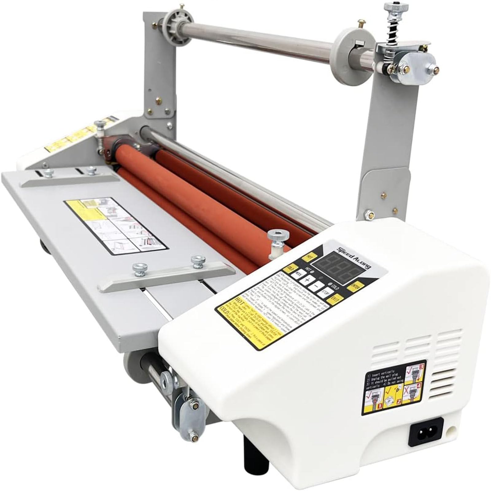 Laminator rolkowy na zimno i gorąco, 17,3 cala A2 dwustronny laminator rolkowy na zimno i gorąco z wyświetlaczem cyfrowym/funkcja ogrzewania wałka termicznego/bezstopniowa regulacja prędkości