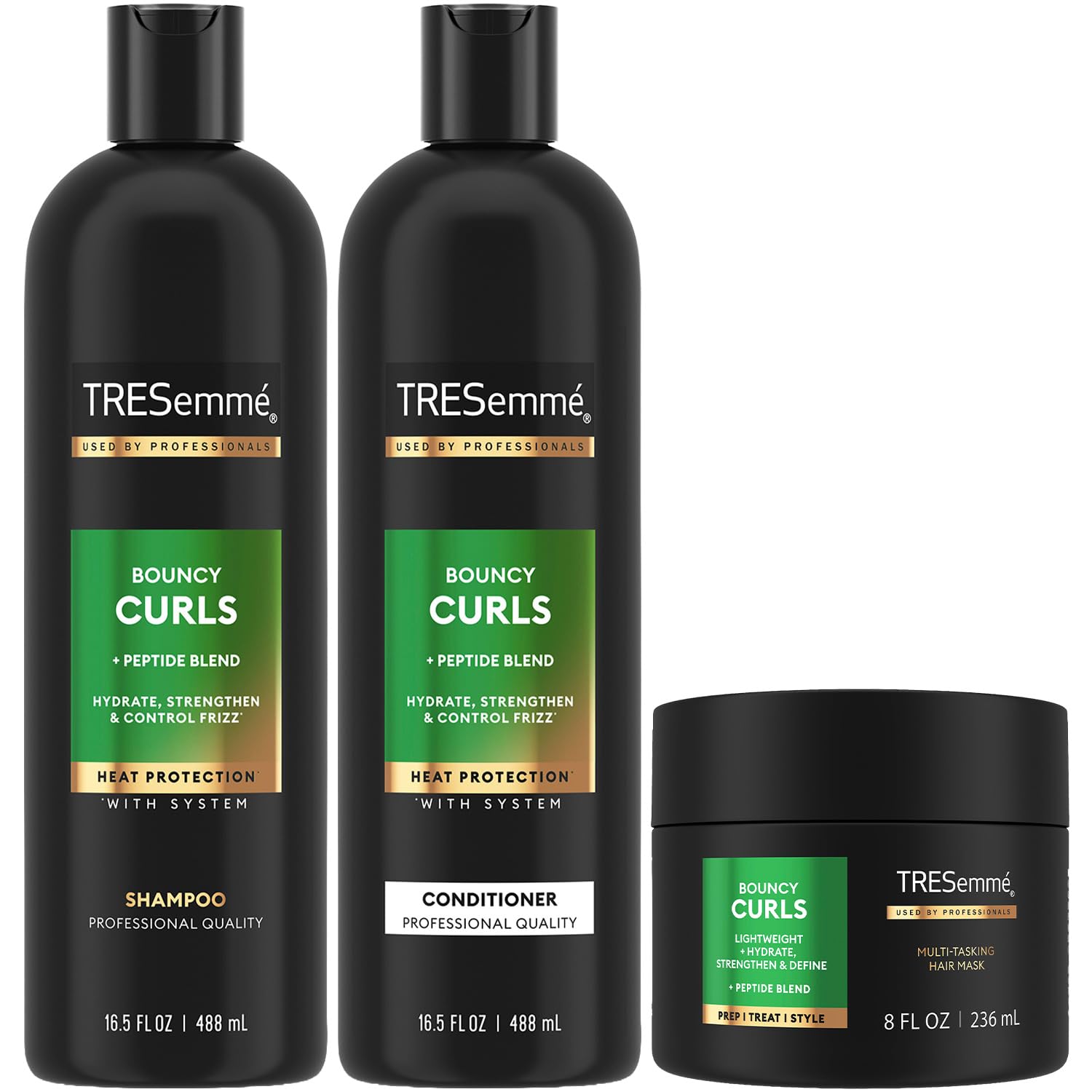 TRESemmé Bouncy Curls Shampoo and Conditioner + Hair Mask – Curly Hair Products for Defining Curls, Heat Protection, Frizz Control