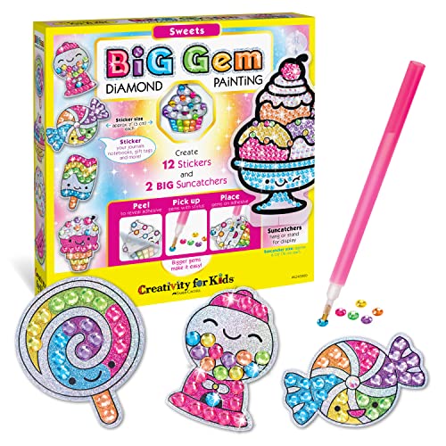 Creativity for Kids Big Gem Diamond Painting Kit: Sweets Stickers and Suncatchers - Diamond Art for Kids DIY Stickers and Suncatcher Kit for Girls (Ages 6+)