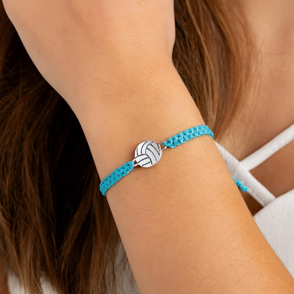 Sportybella Volleyball Charm Bracelet - Adjustable Charm Light Blue Bracelet with Volleyball Charm - Gift for Female Volleyball Players and Teams - Image 2