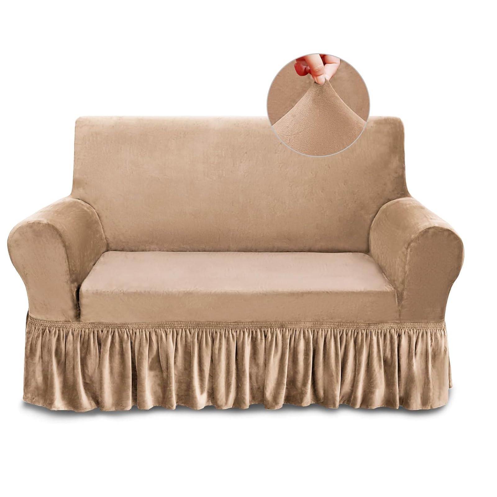 Stretch-Sofabezug, verschleißfest, Spx, elastischer Eckenschutz, weich, flexibel, Fellschutz, passend für 2-Sitzer (139,7 - 180,3 cm), Braun