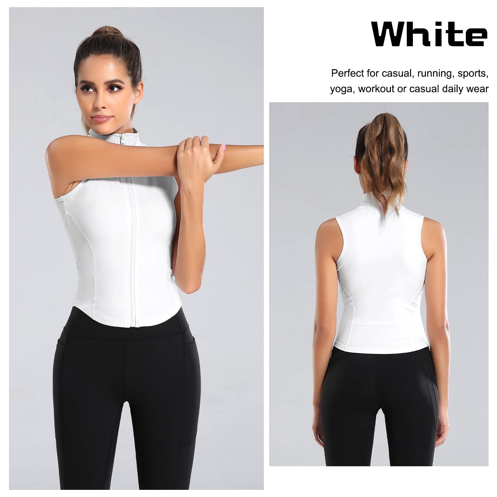 FEOYA - Chaqueta deportiva para mujer, con capucha, para correr, para mujer, ropa deportiva, con cremallera, manga larga, fitness, correr, yoga,