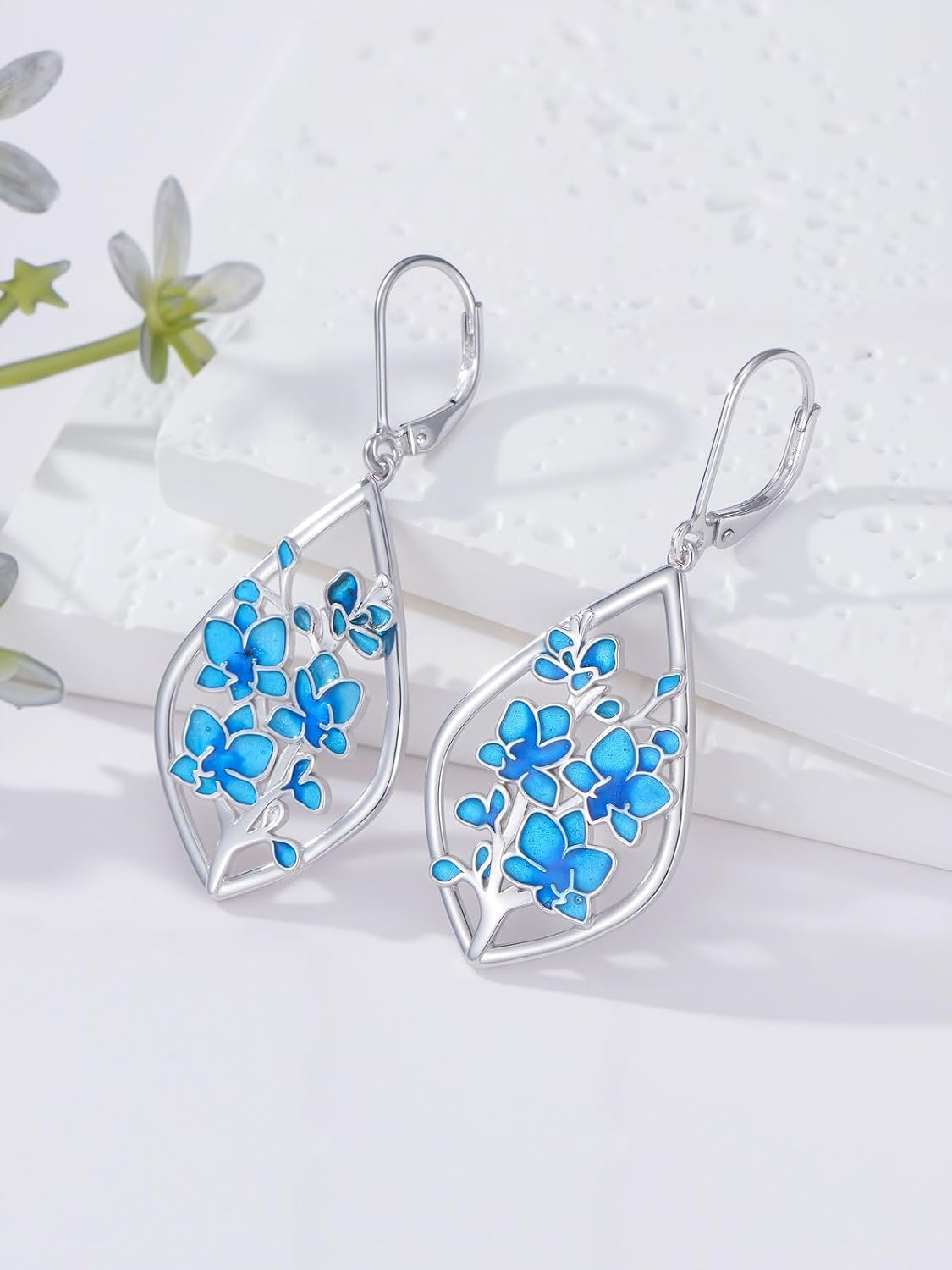 Flower Dangle Drop Earrings for Women Sterling Silver Sunflower/Daisy/Orchid/Rose Earrings Floral Jewelry Gifts - Image 2
