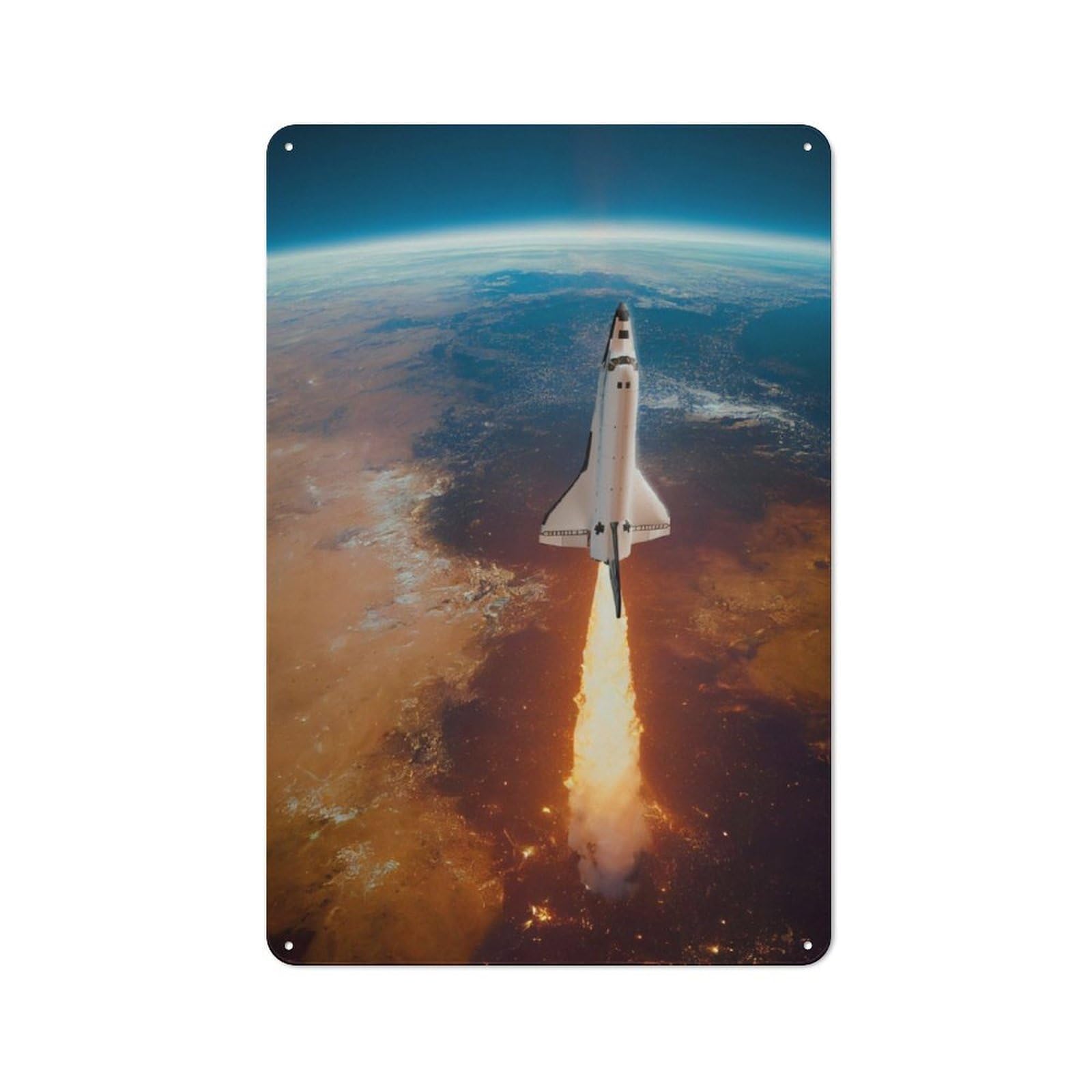 Metal Wall Sign 30x20cm Featuring Starship for Workshop Wall, Suited to Metal Sign Collectors