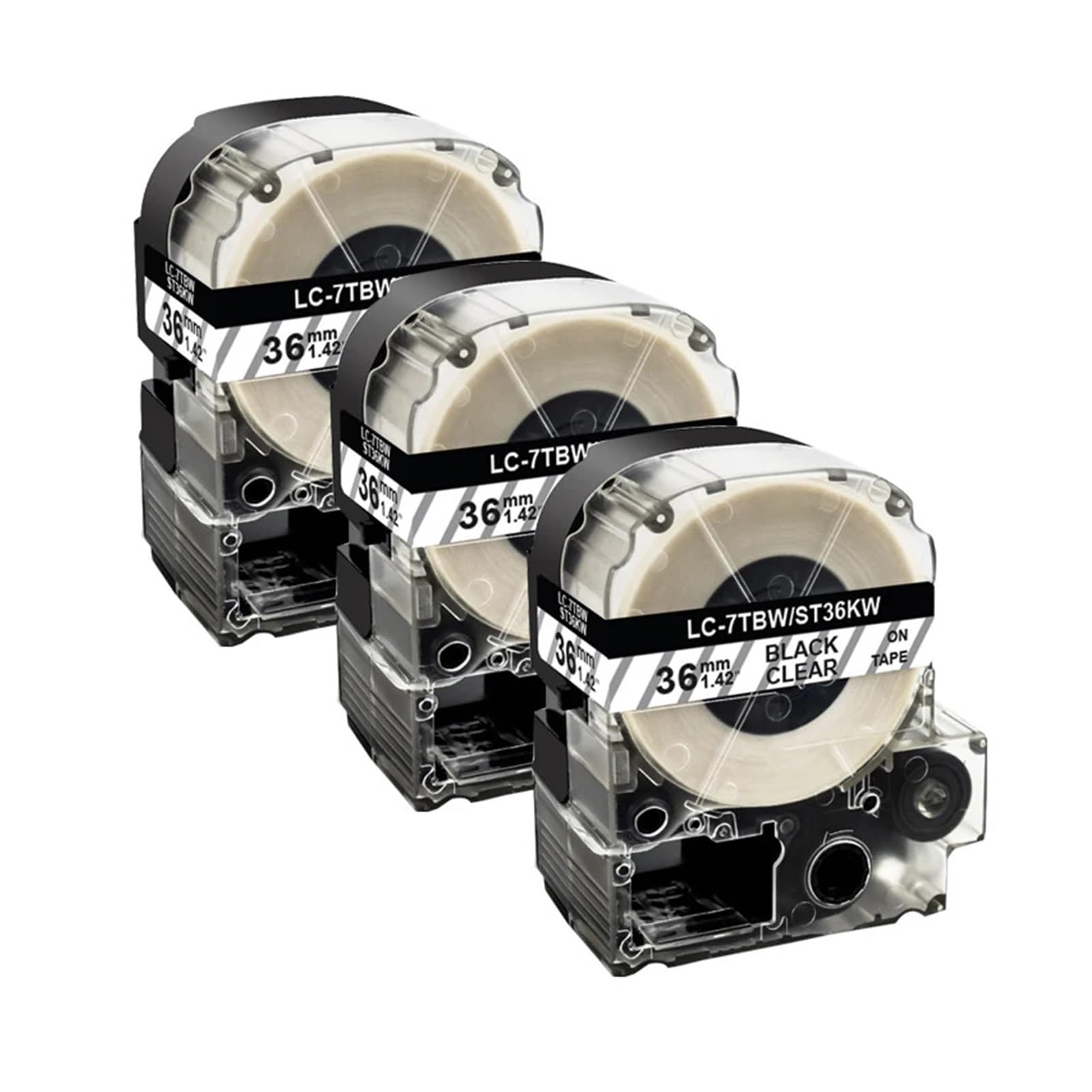 3pcs Nastro Nero Su Trasparente Da 36 Mm Compatibile For Epson LW-Z900FK