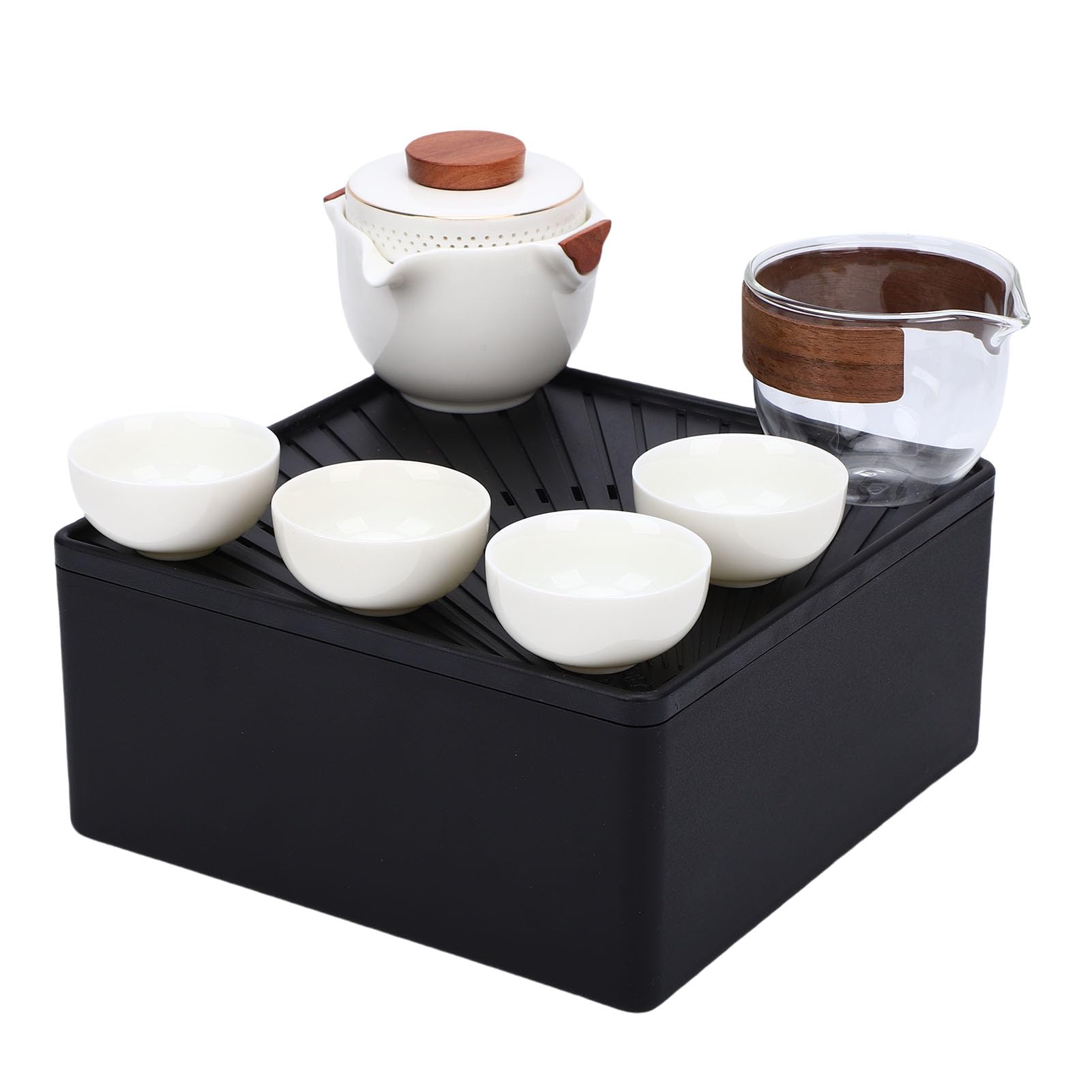 Zestaw do Chińskiej Herbaty Kung Fu, Ceramiczne Zestawy do Herbaty Kung Fu z 4 Filiżankami, Przenośny Chiński Zestaw do Herbaty Gongfu Porcelanowy Japoński Czajniczek