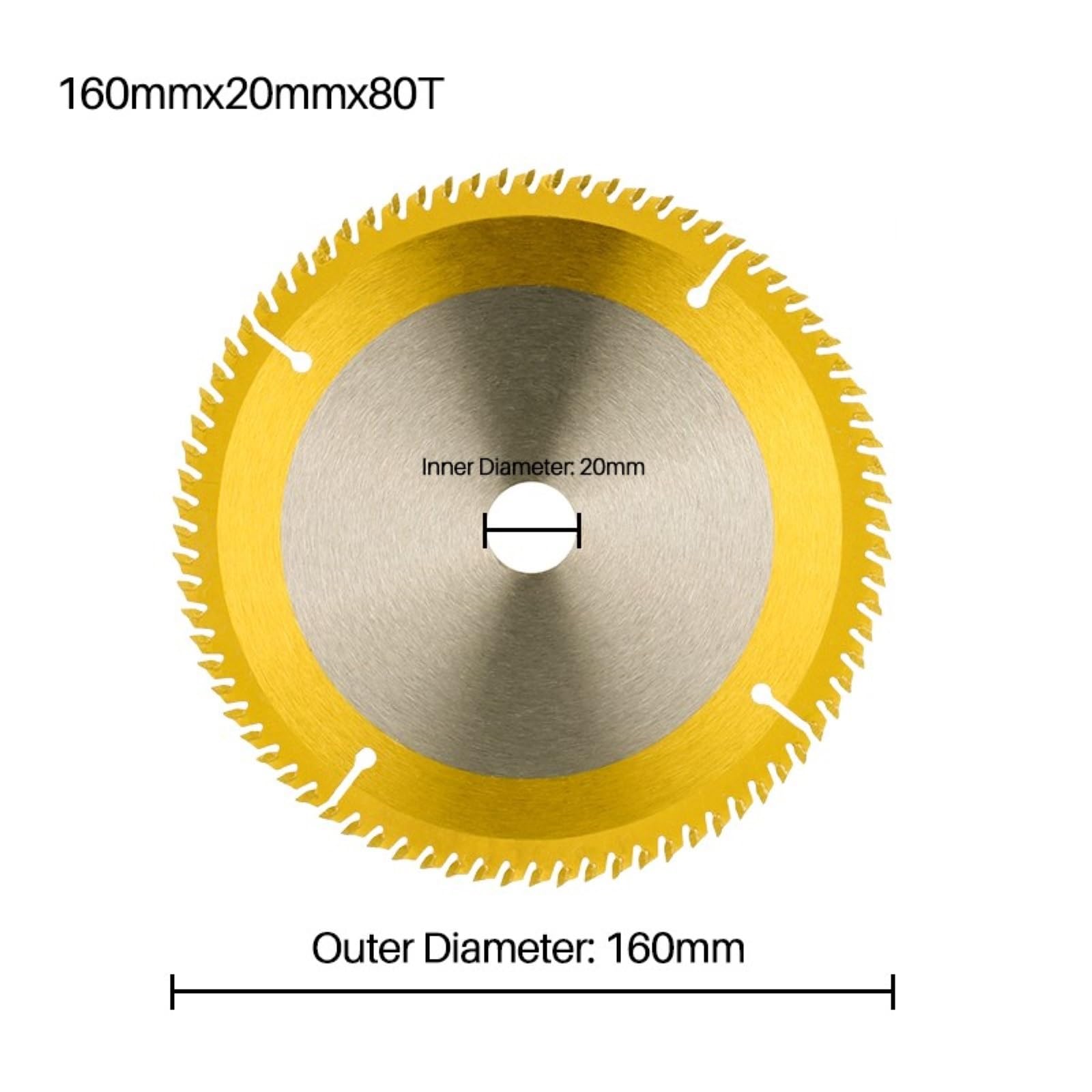 Brzeszczot do cięcia metalu 1PC tarcze tnące TCT 160mm brzeszczot tarczowy do drewna plastikowe cięcie akrylowe z węglikami spiekanymi(160X20X80T)