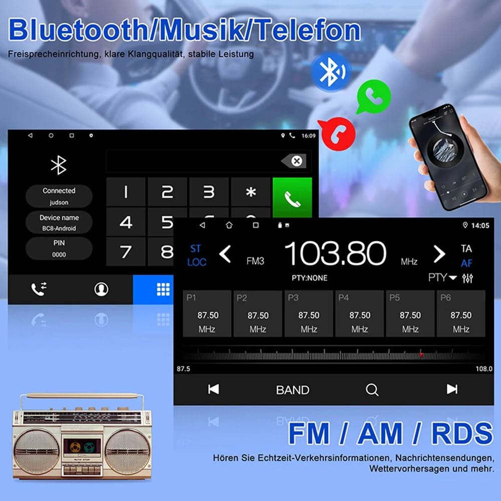 Radio de Coche Doble DIN de 9" para Passat B6 2007-2011 con navegador GPS, Carplay inalámbrico, Pantalla IPS de 14 Pulgadas, Bluetooth estéreo, cámara de Marcha atrás, Mirror Link, FM/RDS, SWC 2+32G
