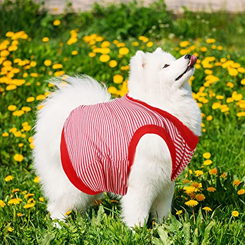 2 Pieces Pet Shirts Breathable Dog Shirt Vests Pet T-Shirts Spring And Summer Puppy Vests Pet Sweatshirts Dog Clothes For Small And Medium Pets (Stripe,L) #TOP6