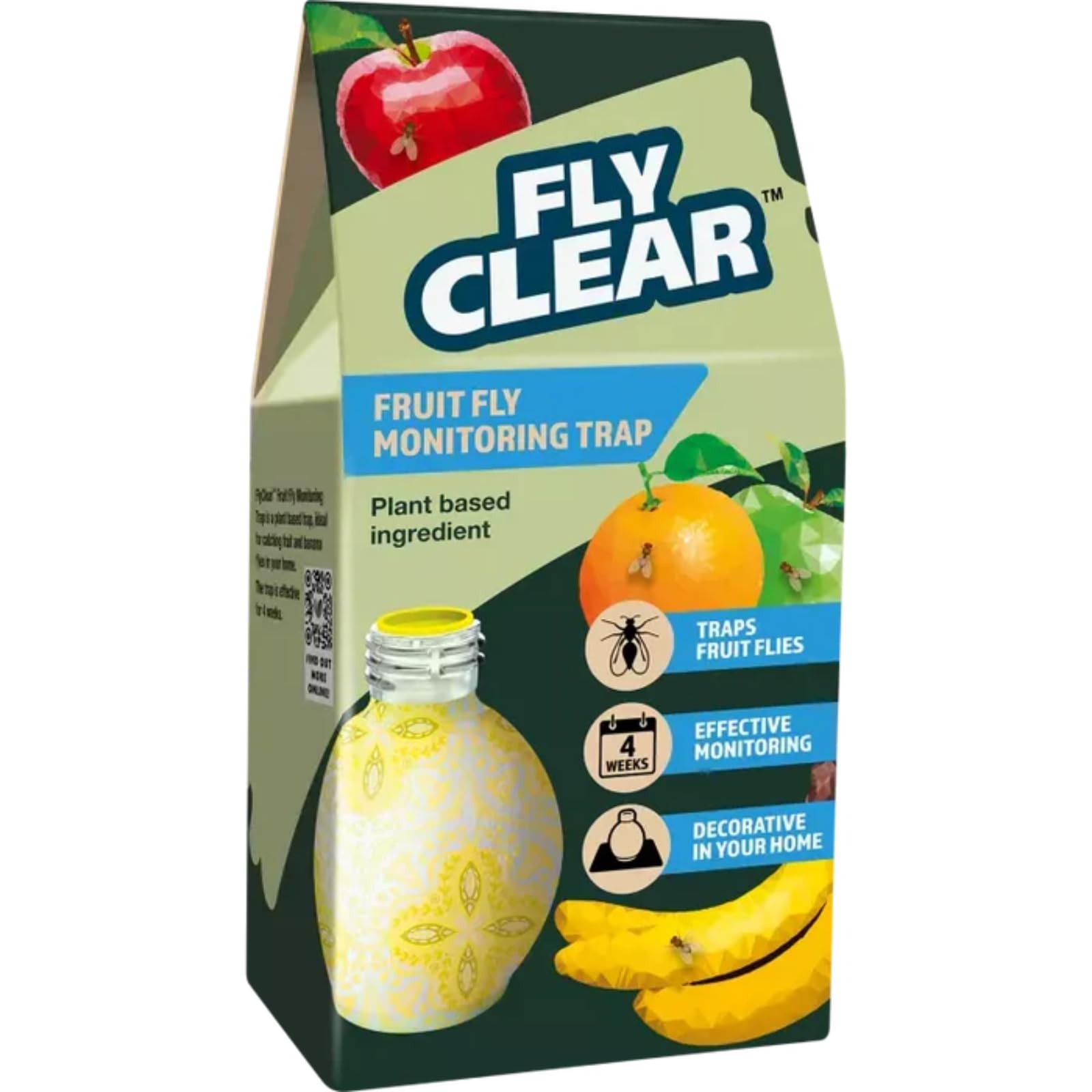 Fly Clear Fruit Fly Trap 10ml | Non-Toxic Indoor Insect Catcher for Fruit, Drain & House Flies | Long-Lasting, Easy Setup, Eco-Friendly Pest Control Up to | 4 Weeks Protection