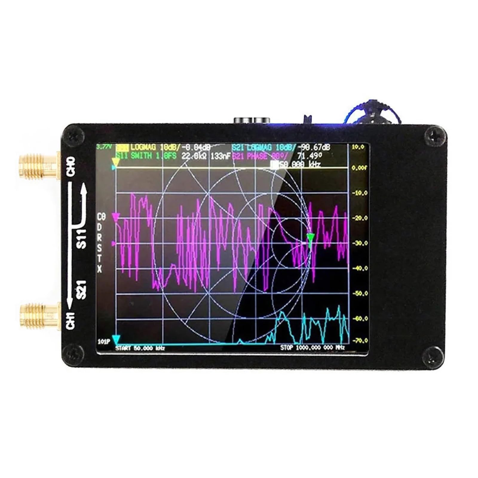 Analizador de antena con monitor TFT de 2,8 pulgadas, MF, HF, VHF y UHF, analizador de red vectorial con ranura for tarjeta SD, USB 5 V, 120 mA for fase VSWR