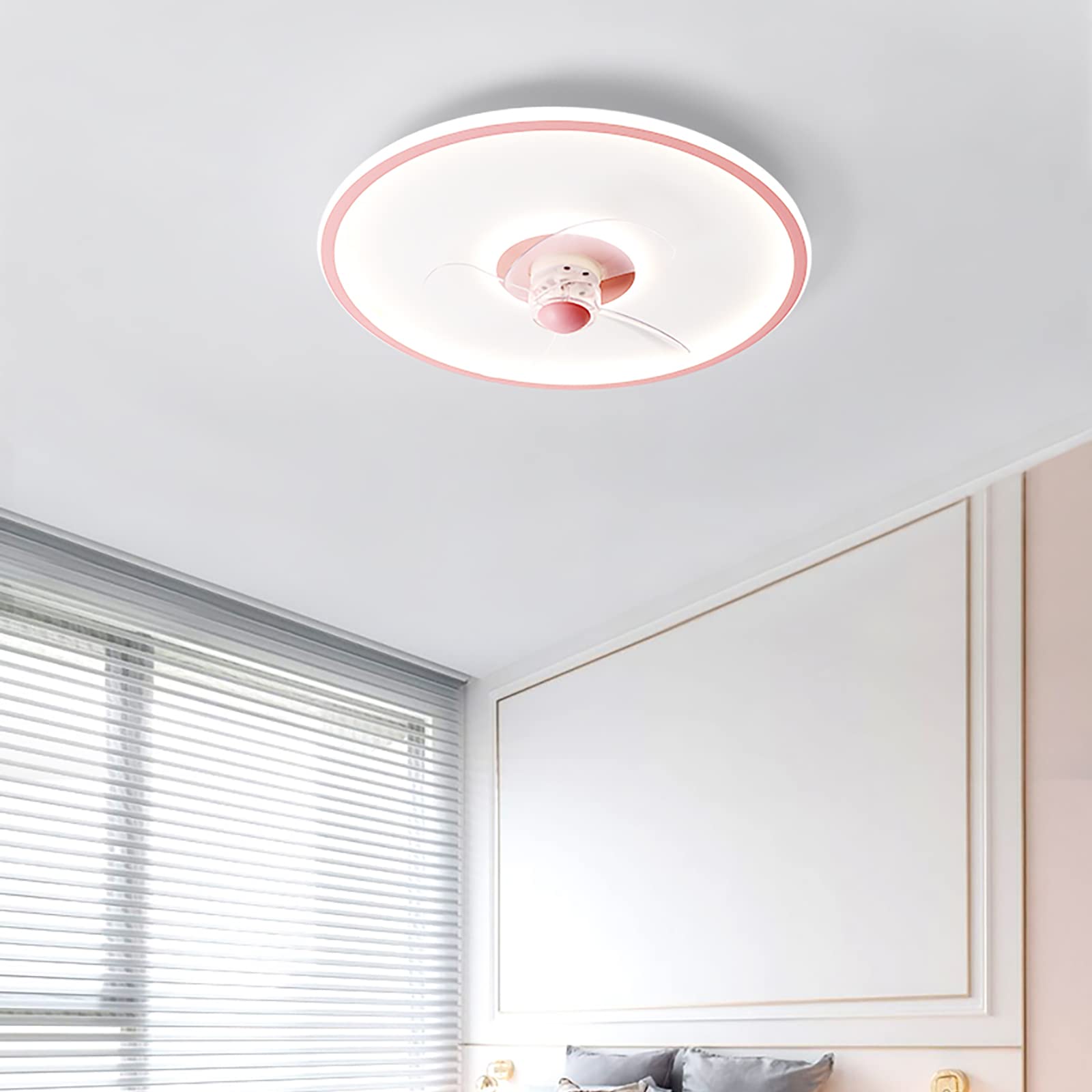 HXYSXHJUO Fan Lights, Ceilifans with Lights and Remote for Bedrooms Ceilifan Childrens Withps Silent in Lightifan Light/Pink