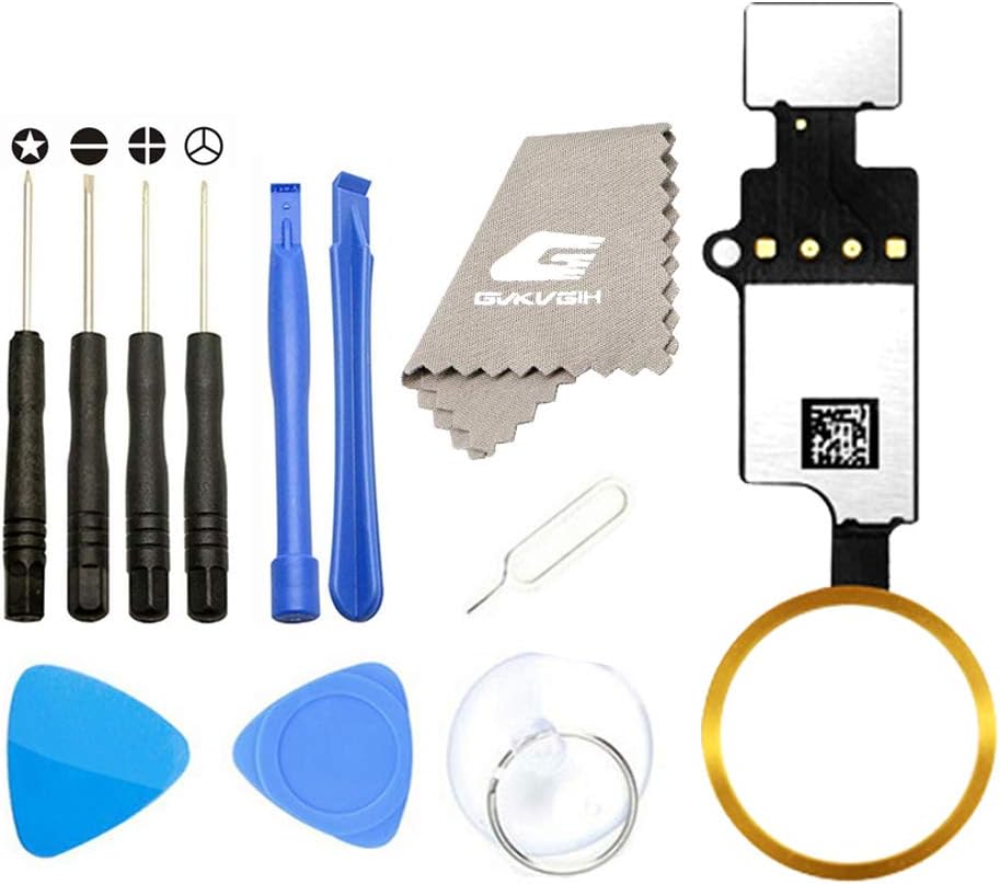 Home Button Replacement for iPhone 7 7Plus 8 8Plus, Home Button Main Key Flex Cable Assembly with Repair Tools for iPhone 7 7P 8 8P (Version4.0 Gold)