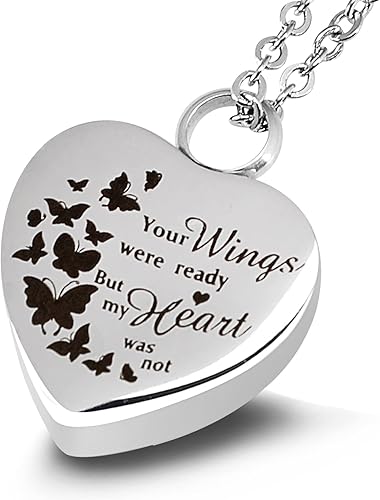 Collar de botella de perfume de acero inoxidable con diseño de mariposa de corazón accesorios de joyería de cremación para cenizas para mujeres