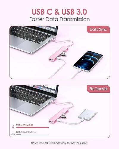 Miniatura 5 de LENTION Hub USB-C 8 en 1 con HDMI 4K 60Hz, entrega de energía de 100 W, datos USB C de 5 Gbps, 3 USB 3.0 y lector de tarjetas microSD y SD para