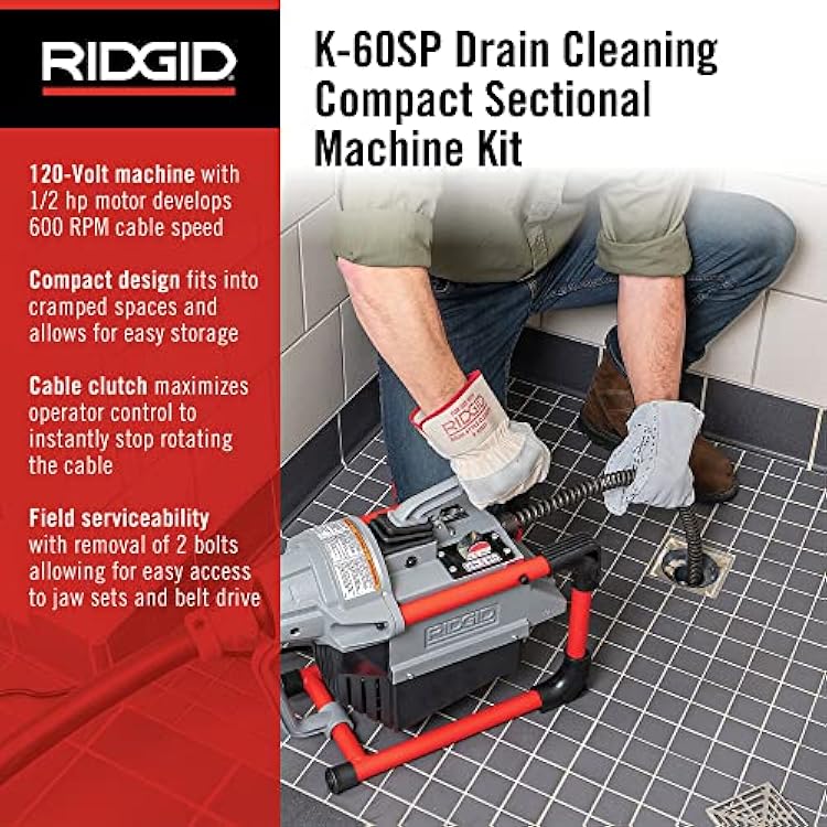 RIDGID 66492 Model K-60SP Compact 120-Volt Sectional Drain Cleaning Machine Kit