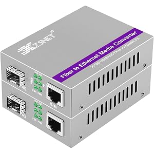 A Pair of Gigabit SFP to RJ45 Converter, Fiber to Ethernet Media Converter with SFP Slot (Without Module), Plug & Play, 10/100/1000 Base-T Compatible, Auto-Negotiation & Jumbo Frame Support