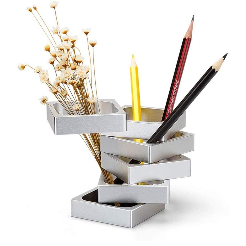 Portapenne in Metallo, Organizer da scrivania e Scatola portaoggetti in Alluminio per Ufficio, Scuola, casa e Bambini, Organizer da scrivania Multifunzionale (A)