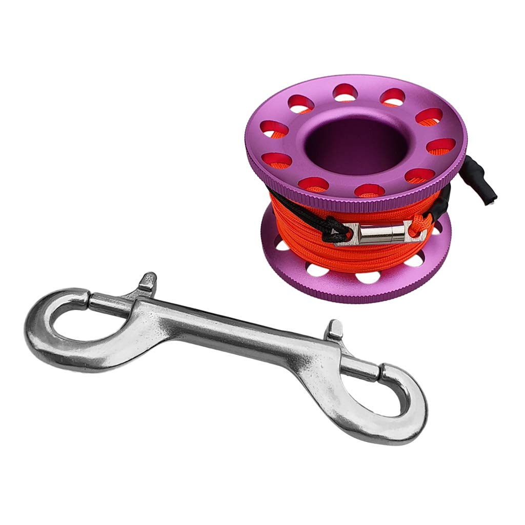 P Prettyia Small Compact Scuba Diving Finger Spool Dive Reel with 15m Line and Safety Clip Gear Equipment Purple