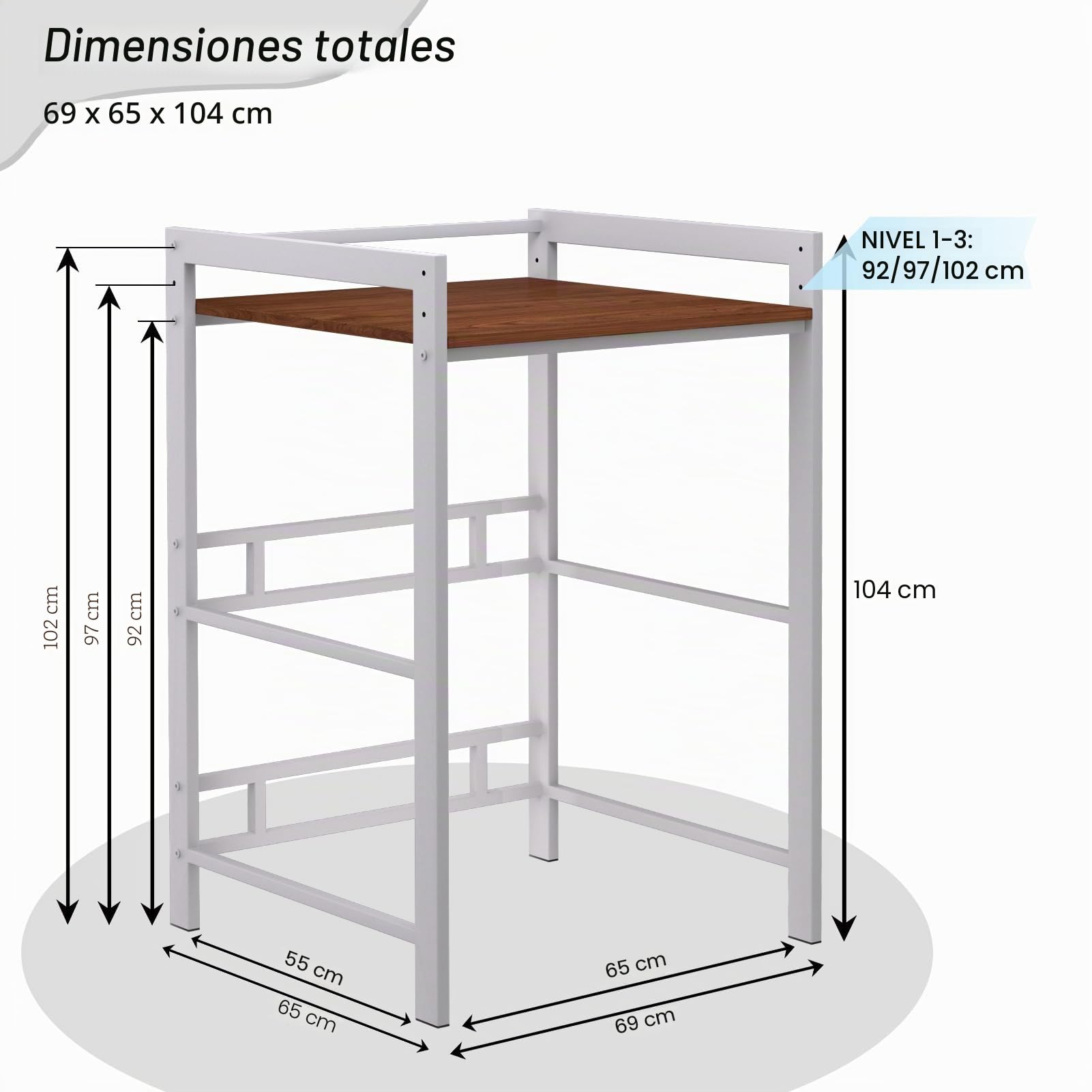 Torre Lavadora Secadora, Kit de Apilado, Estanteria Lavadora, Mueble para Secadora, Soporte, Ajustable en Altura de 3 Niveles, 300 Kg de Carga Blanco