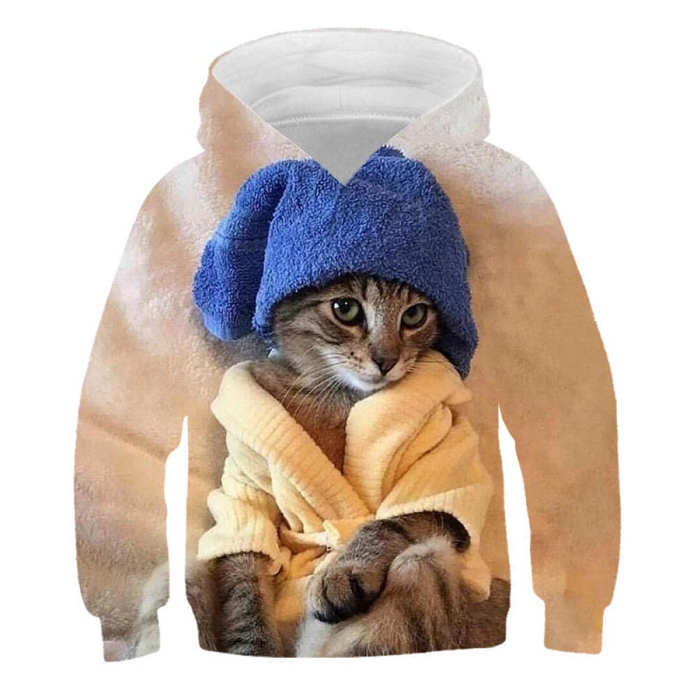 Sweat à capuche enfant chat 3D - Pull imprimé animal drôle manches longues - 4