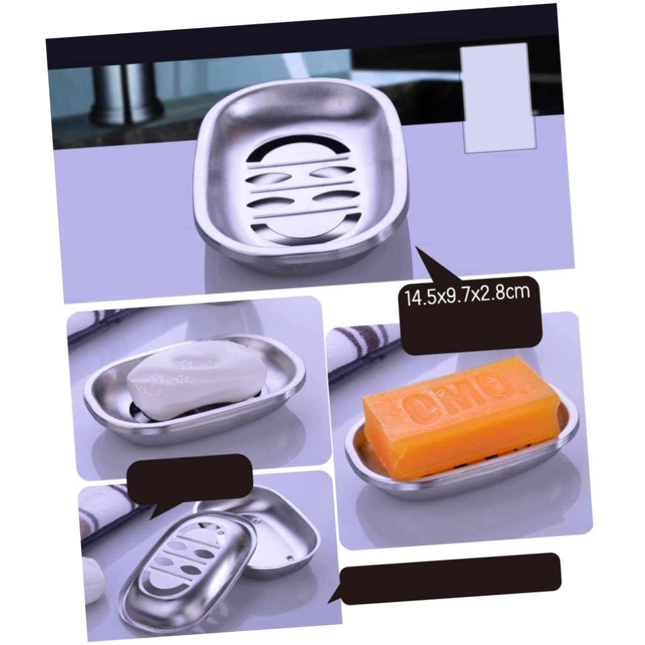 Jaboneras De Acero Inoxidable 304 Ovaladas Dobles, Doble Capa Escurridor, Resistente Al Agua para Ducha y Cocina, Paquete De 2 Unidades