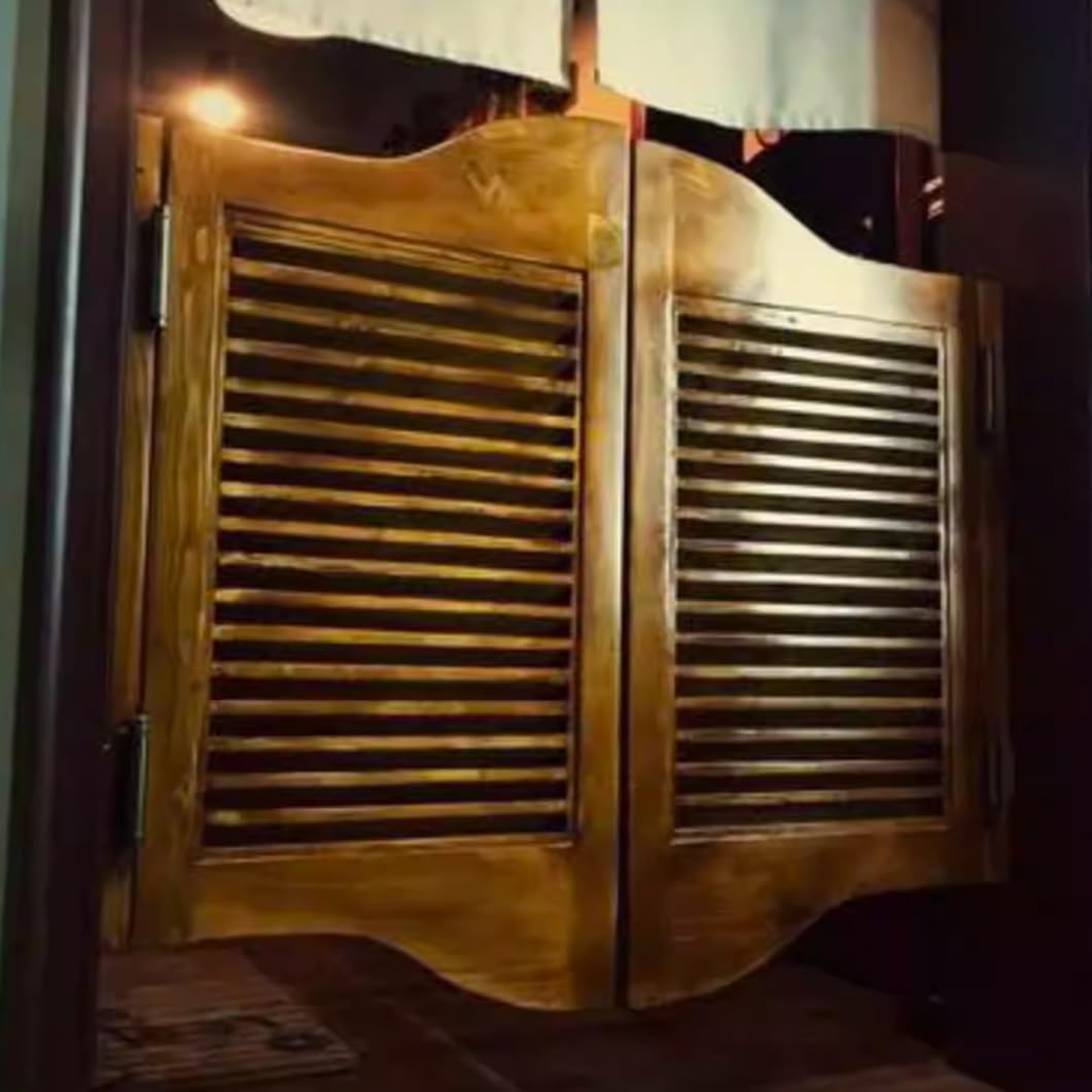 YVYKFZD Retro Cafe Door Swinging Doors, Interior Solid Wood Saloon Doors, Auto Close Louvered Partition Door with Hinges, for Kitchen Shop Entrance Partition(Coffee,W80xH70cm(32"x28"))