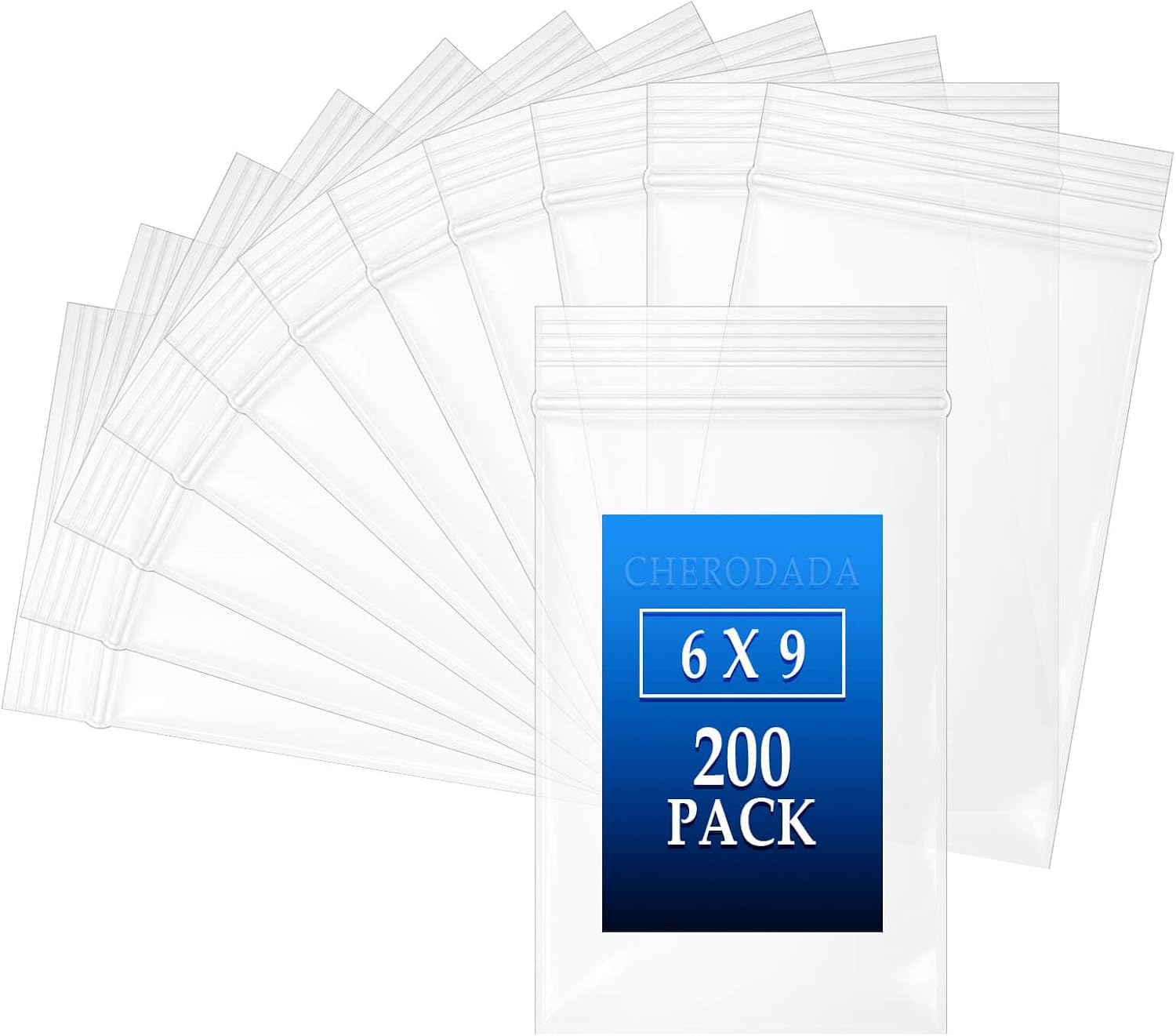 Small Plastic Zip Bags, 6x9 inch (200 pcs) 2 Mil, Clear Resealable Poly Bag for Jewelry, Gift, Candy, Pill, Snack, Storage, coin, Business Baggies