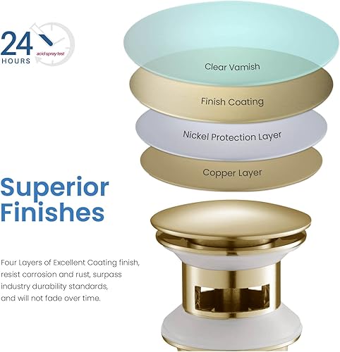 Miniatura 7 de KIBI Desagüe desplegable para fregadero de baño con desbordamiento (cubierta completa)  Tapón de drenaje de tocador  Drenaje duradero a prueba de