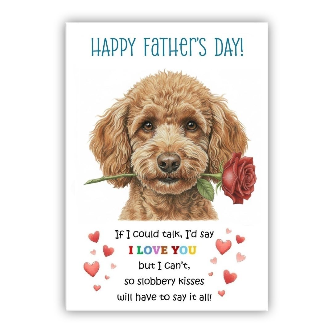 Father’s Day Card From the Dog. Adorable Fathers Day Pet Card. Many Breeds Available. (• Poodle apricot)