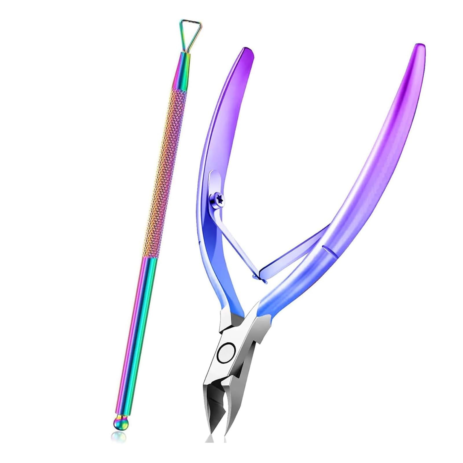 2 Pièces Outils Manucure Kit Coupe-Cuticules,Pince Coupante pour Cuticules,Pinces à Cuticules,Coloré Dégradé