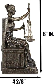 Amazon.co.jp: Ebros 座った女性 正義 目隠し 鱗と剣の像 高さ