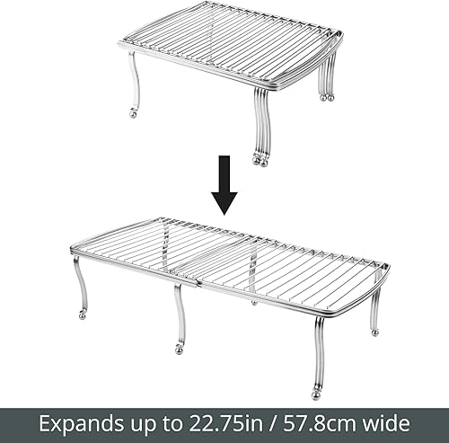 Miniatura 5 de mDesign Hyde Collection - Estante de metal de alambre expandible para armario de cocina, despensa ajustable, encimera, organizador de estantes de