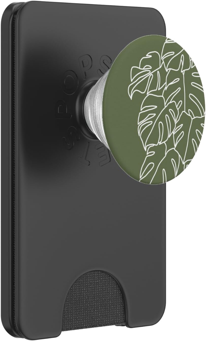 Monstera Leaf Botanical Tropical Plant Olive Khaki Green PopSockets PopGrip for MagSafe