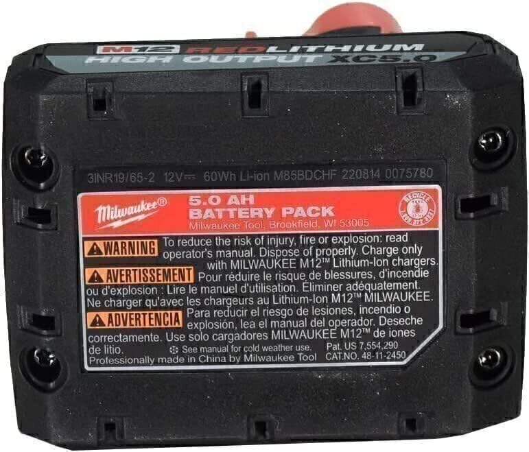 Miniatura 8 de Milwaukee 48-11-2450 Batería de iones de litio de 12V de alta salida de 5Ah, paquete de 2