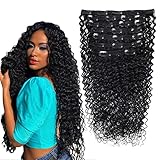 30inch Big Kinky Curly Clip in Hair Extensions Brazilian Virgin Hair Natural Deep Kinky Curly Clip Ins for Black Women Clip In Human Hair Extensions Double Weft 120g