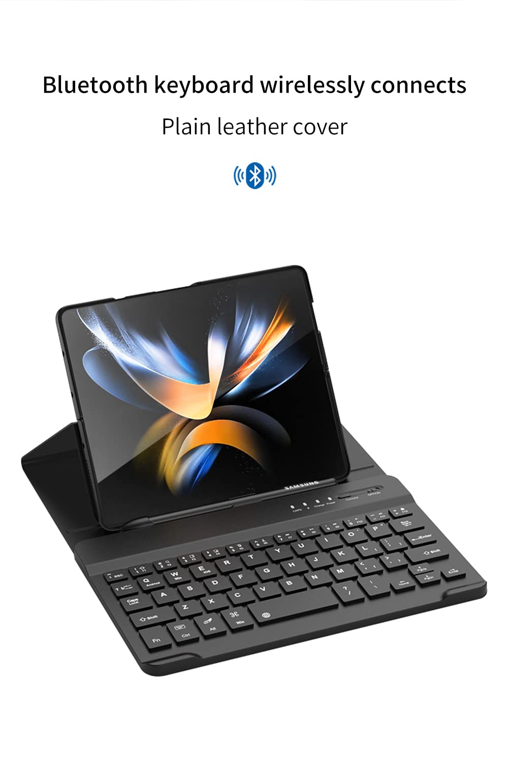 COQUE Funda para Samsung Galaxy Z Fold 4, Protector de Pantalla, Teclado, lápiz Capacitivo + Ranura para bolígrafo, Kit de Oficina, Funda Plegable para teléfono Samsung Galaxy Z Fold 4 5G, Fibra de