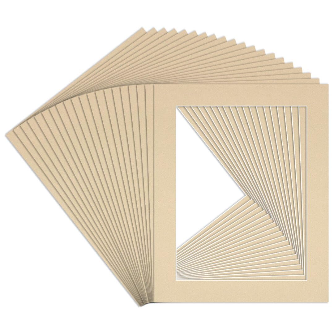 Procut Global 10x8" Ivory Picture Mounts to Fit 8x6" Aperture - Precision Cut Cardboard Photo Mount - Ideal for Frames, Prints, Artwork & Certificates - Sizes & Colours Available - 20 Pack