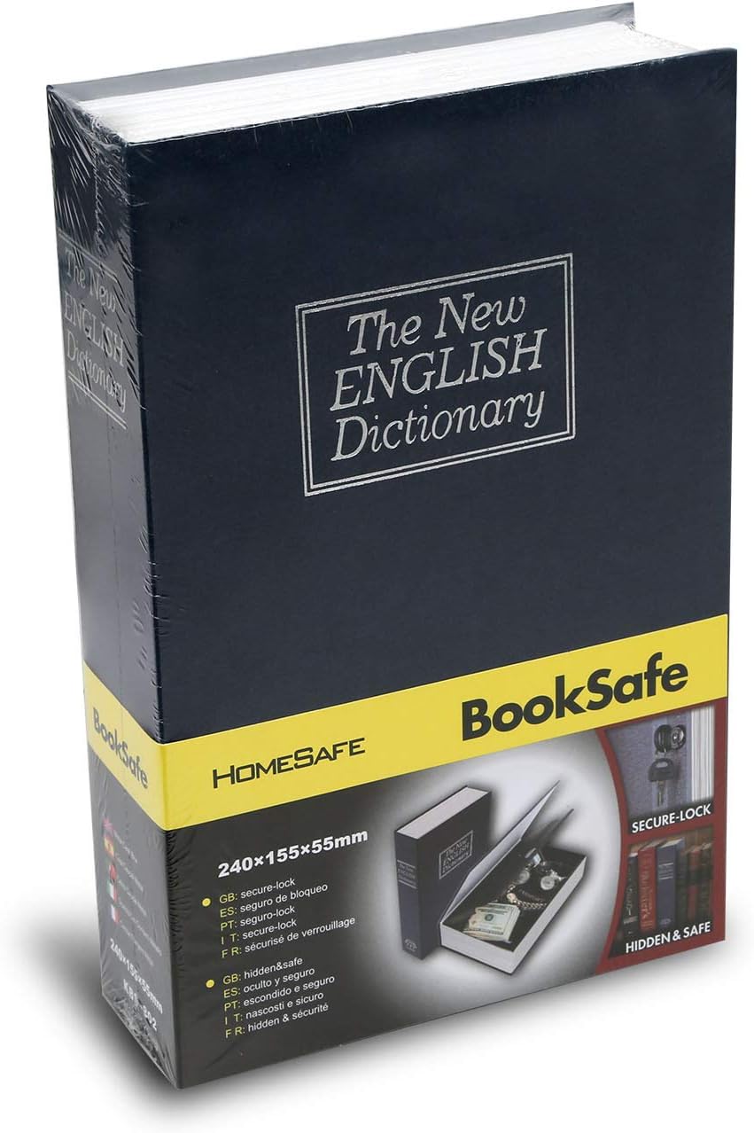 Book Safe Storage,TeqHome Dictionary Safe Secret with Key Lock Book Metal Box with Security Combination Lock Hidden Money Cash Jewellery Safe for Home,Travel