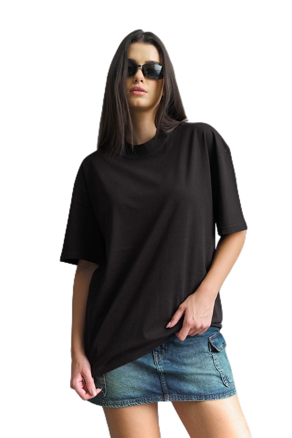 Bonkers Corner Solid Black Soft Jersey Tshirt Women in black