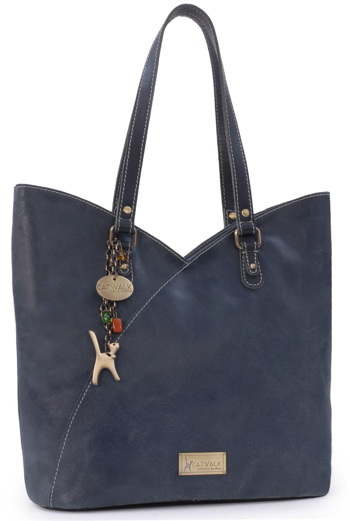 Catwalk Collection Handbags - Grande Tote Bag in Pelle Invecchiata - Borsa a Spalla Tulipano da Donna - Borsa a Mano da Lavoro - Abigail