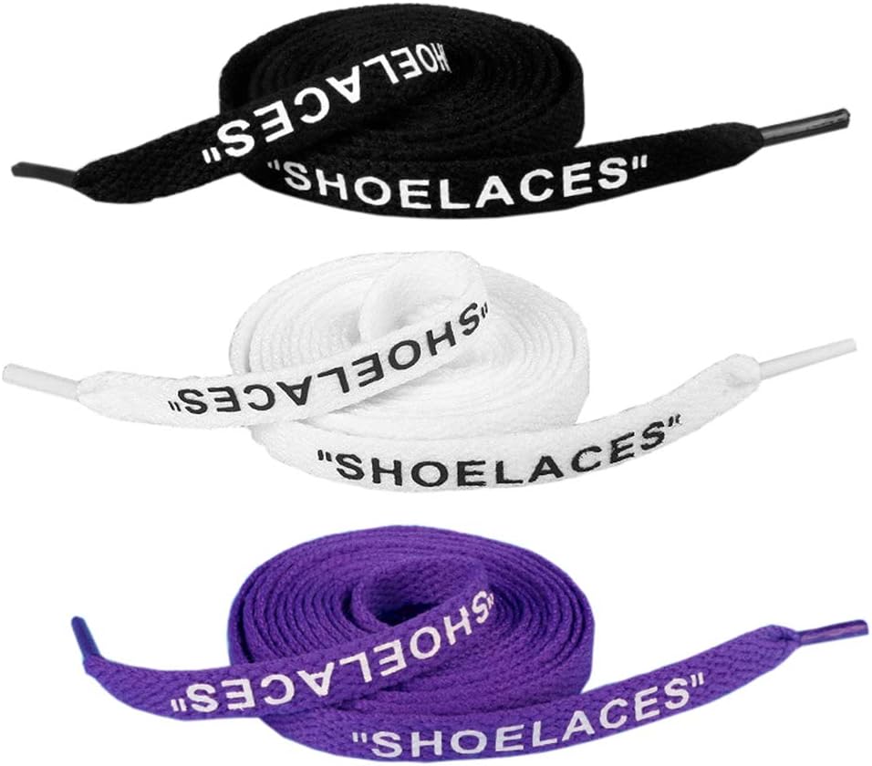 Amazon.com: Daimay 3 Pairs Shoelaces Text Printed Flat Shoelaces ...