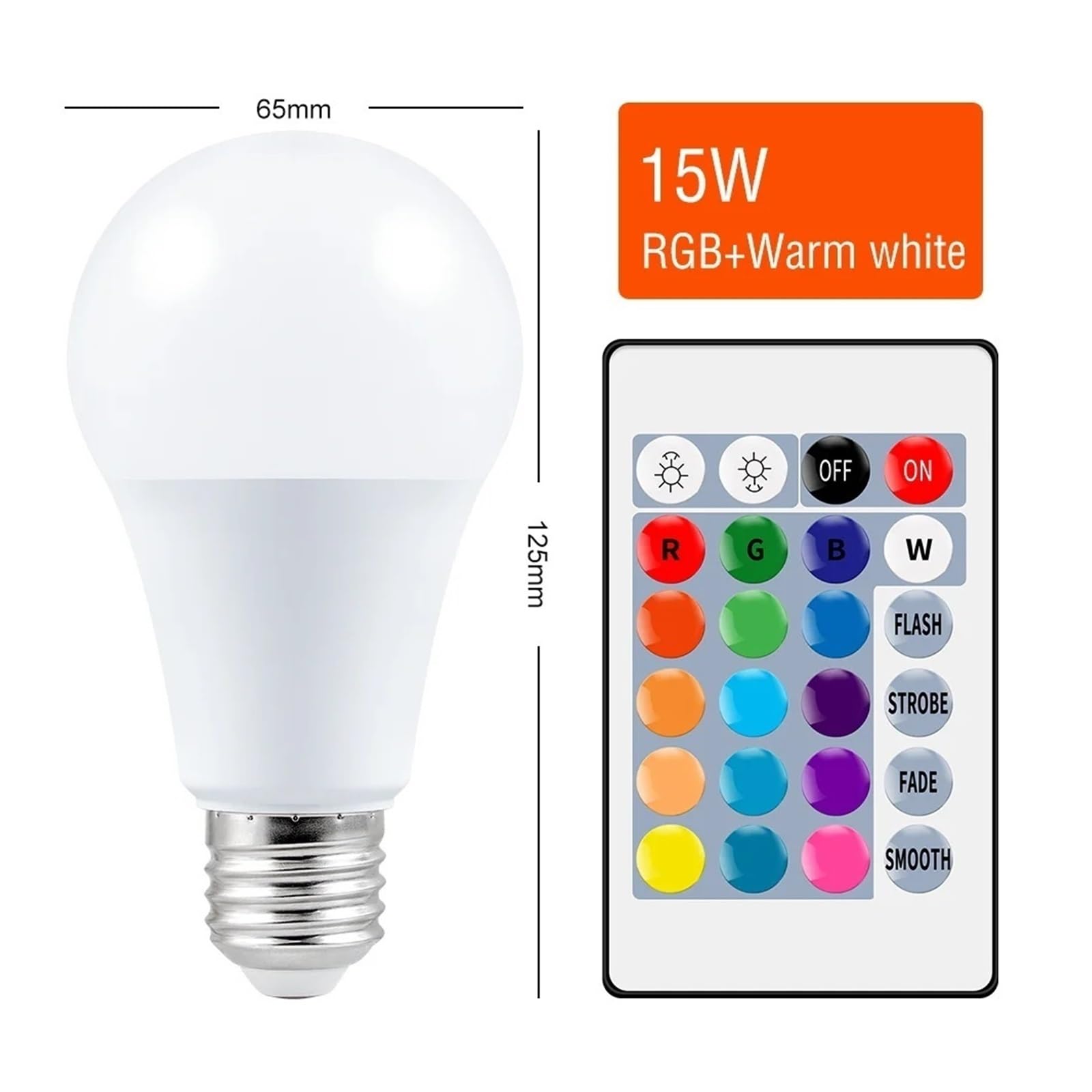Générique Ampoule LED RGBWW 220 V E27 5 W 10 W 15 W 110 V 110 V 220 V avec télécommande (RGB-WARM-15 W)