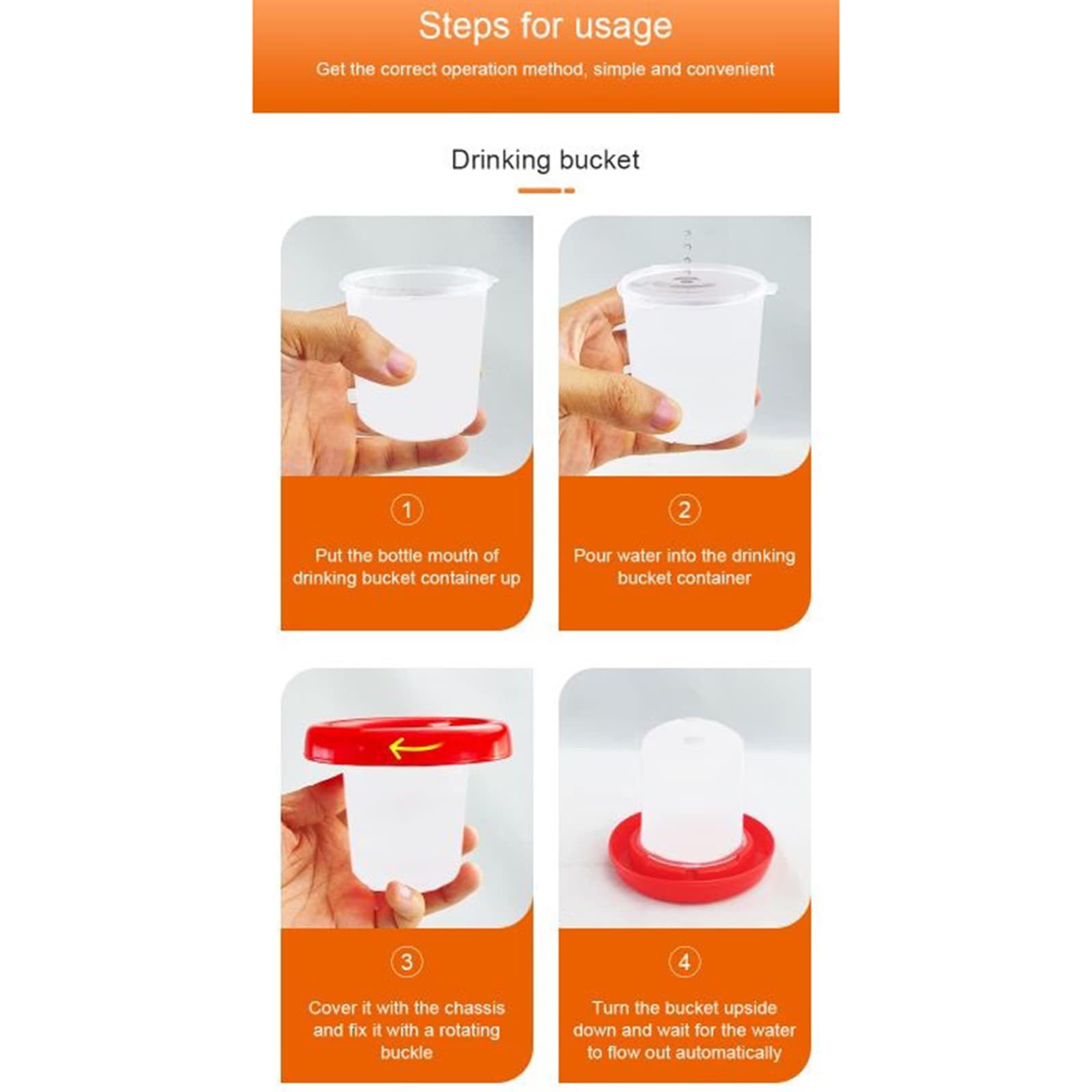 mikidoo Baby Feeder Waterer 0.35Lbs Chicken Feeder 5.4 Chicken Waterer Small Birds Poultry Feeding Equipment, Bucket