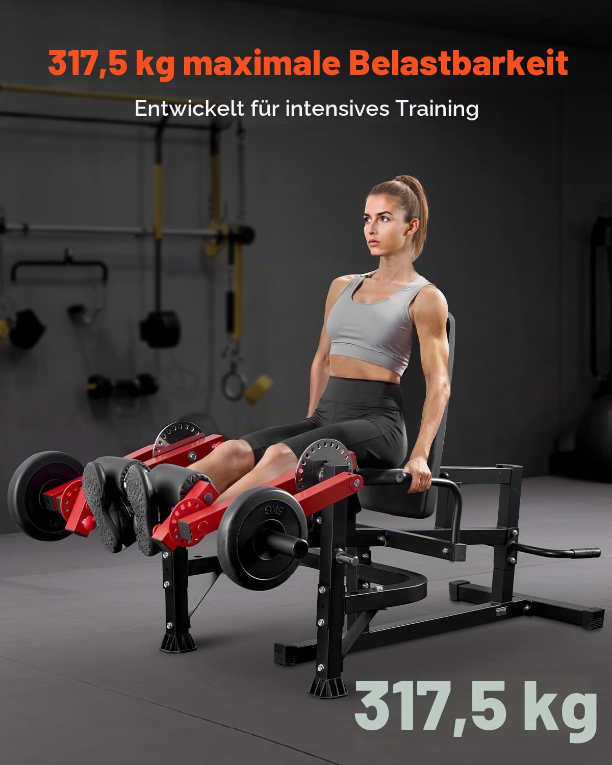 VEVOR Beinstrecker und Curl-Maschine, sitzende Bein-Drehstrecker für die Oberschenkel, verstellbares Gerät für Spezialübungen des Unterkörpers, Heim-Fitnessstudio Trainingsbank (317 kg belastbar)