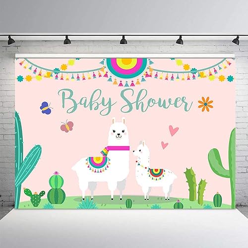 Miniatura 3 de Fondo de cabina de estudio fotográfico para baby shower, fiesta rosa, cactus mexicano, llama, mamá, señorita, fondos de fotografía para suministros