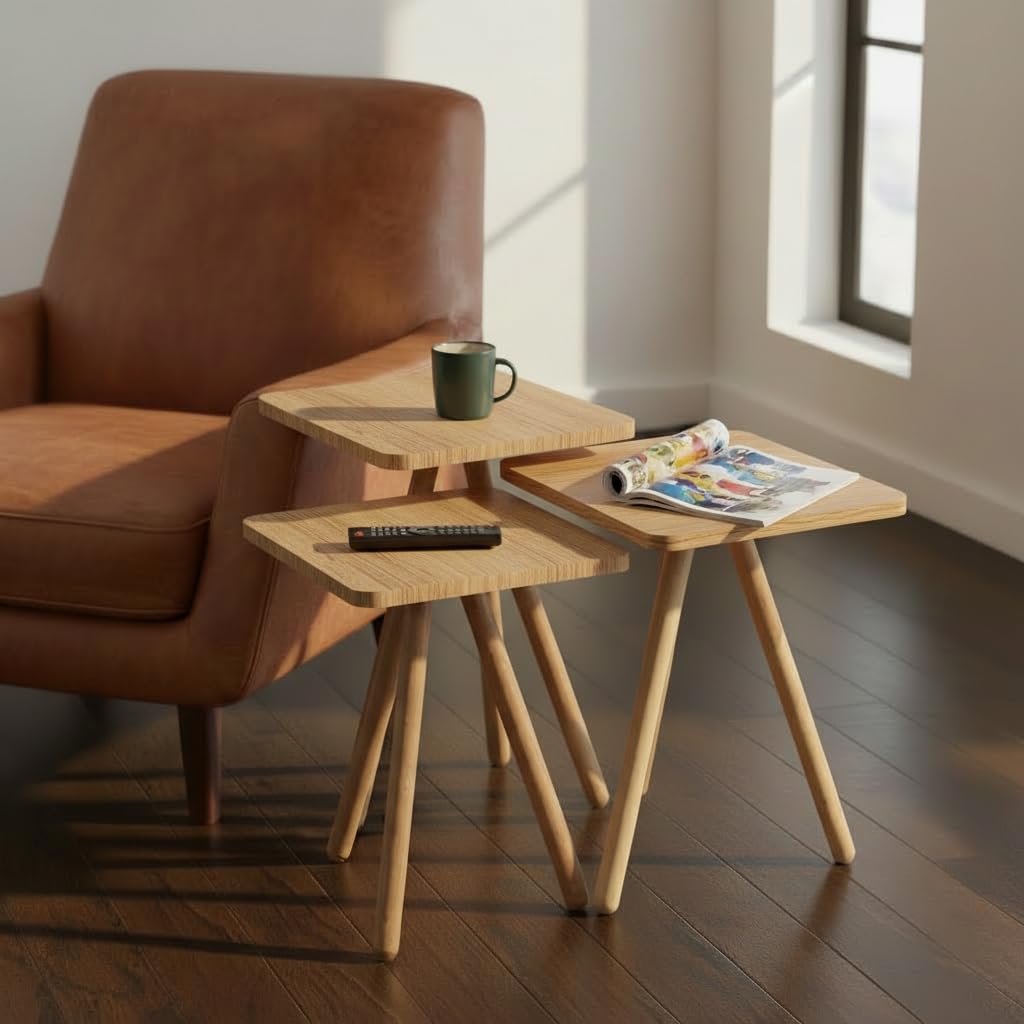 Beistelltisch Eiche 7 Farbvarianten Design (Quadratisch, Oak)