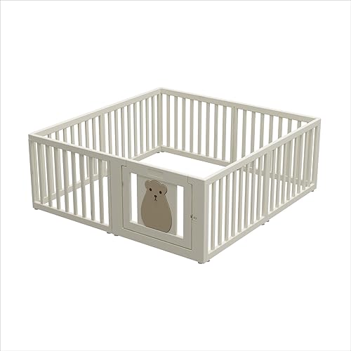 Miniatura 9 de BanaSuper Corralito para bebés de 63 x 63 pulgadas, 8 paneles, centro de actividades con puerta de seguridad, valla para bebés para niños pequeños,